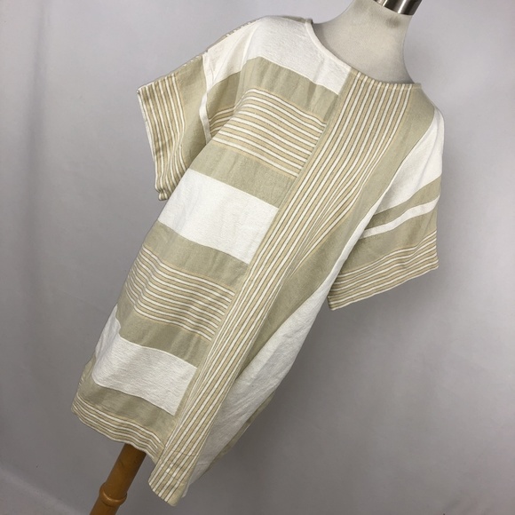 Ace & Jig Dresses & Skirts - Ace&Jig M Medium Dress White Tan Stripe Gauze
